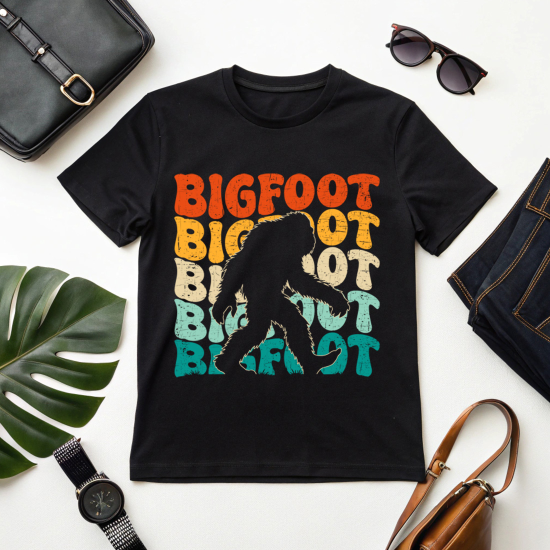 retro bigfoot t-shirt design with vintage typography for outdoor and adventure lovers cover image.