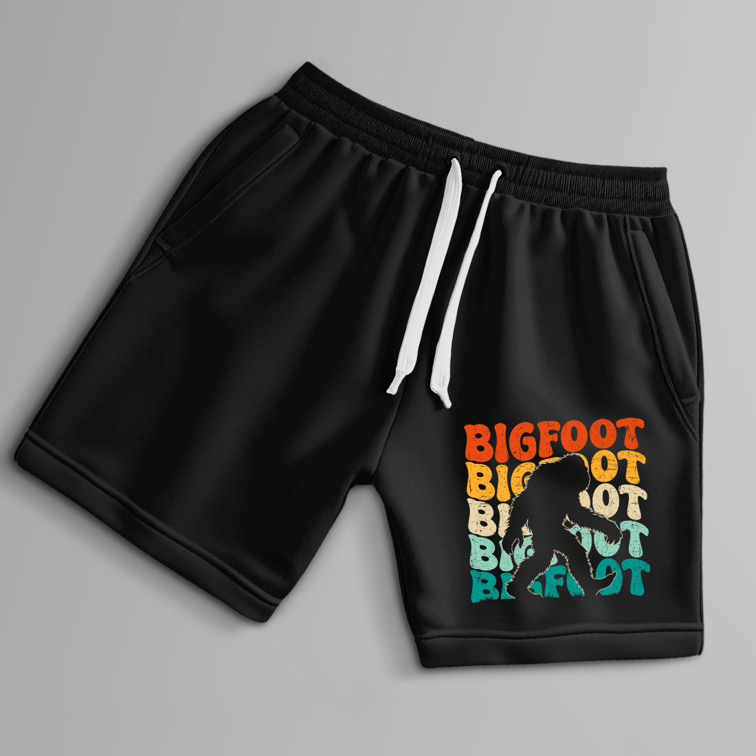 retro bigfoot t shirt design with vintage typography for outdoor and adventure lovers 8 black shorts up 782