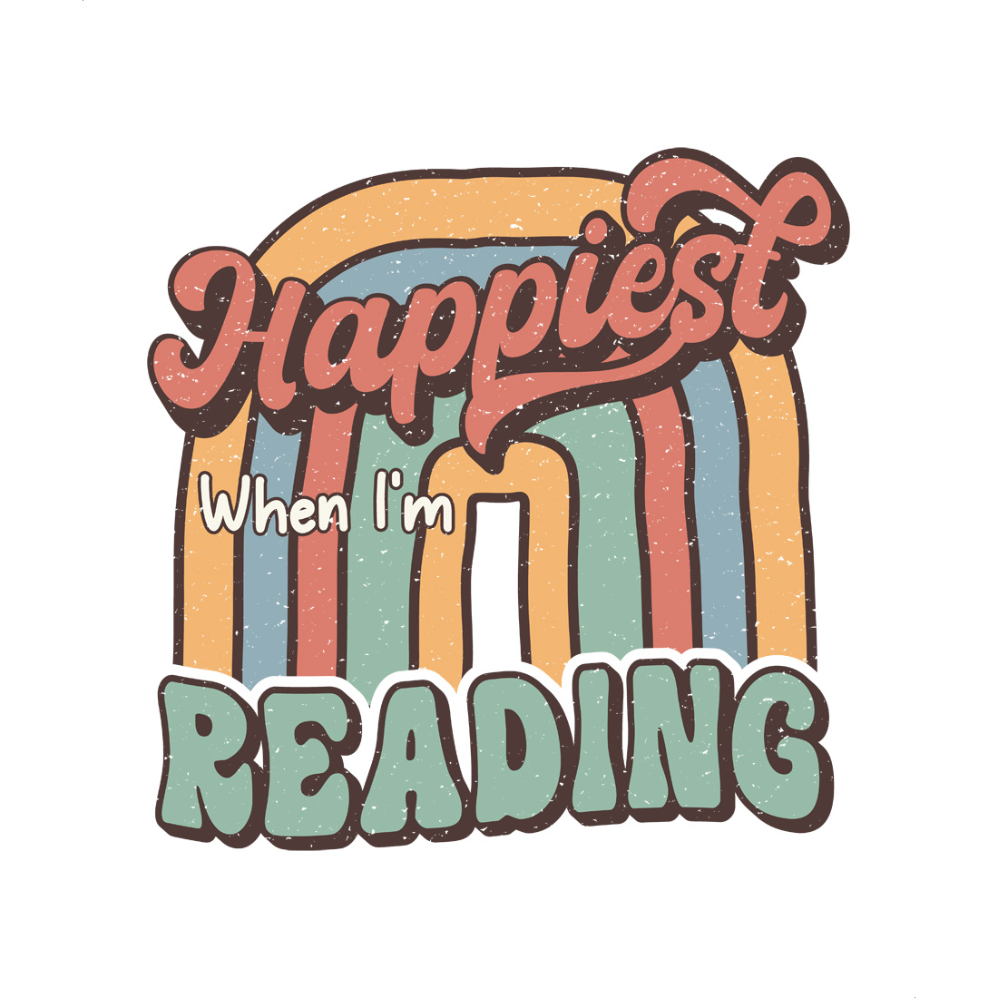 retro book lover t-shirt design - happiest when i'm reading vintage typography preview image.