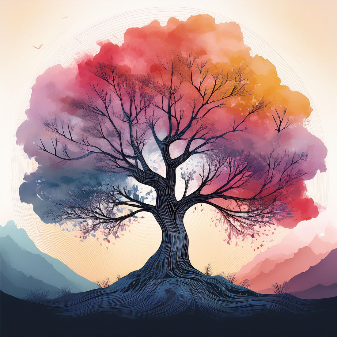 Serene Watercolor Tree Landscape – Tranquil Nature Painting cover image.