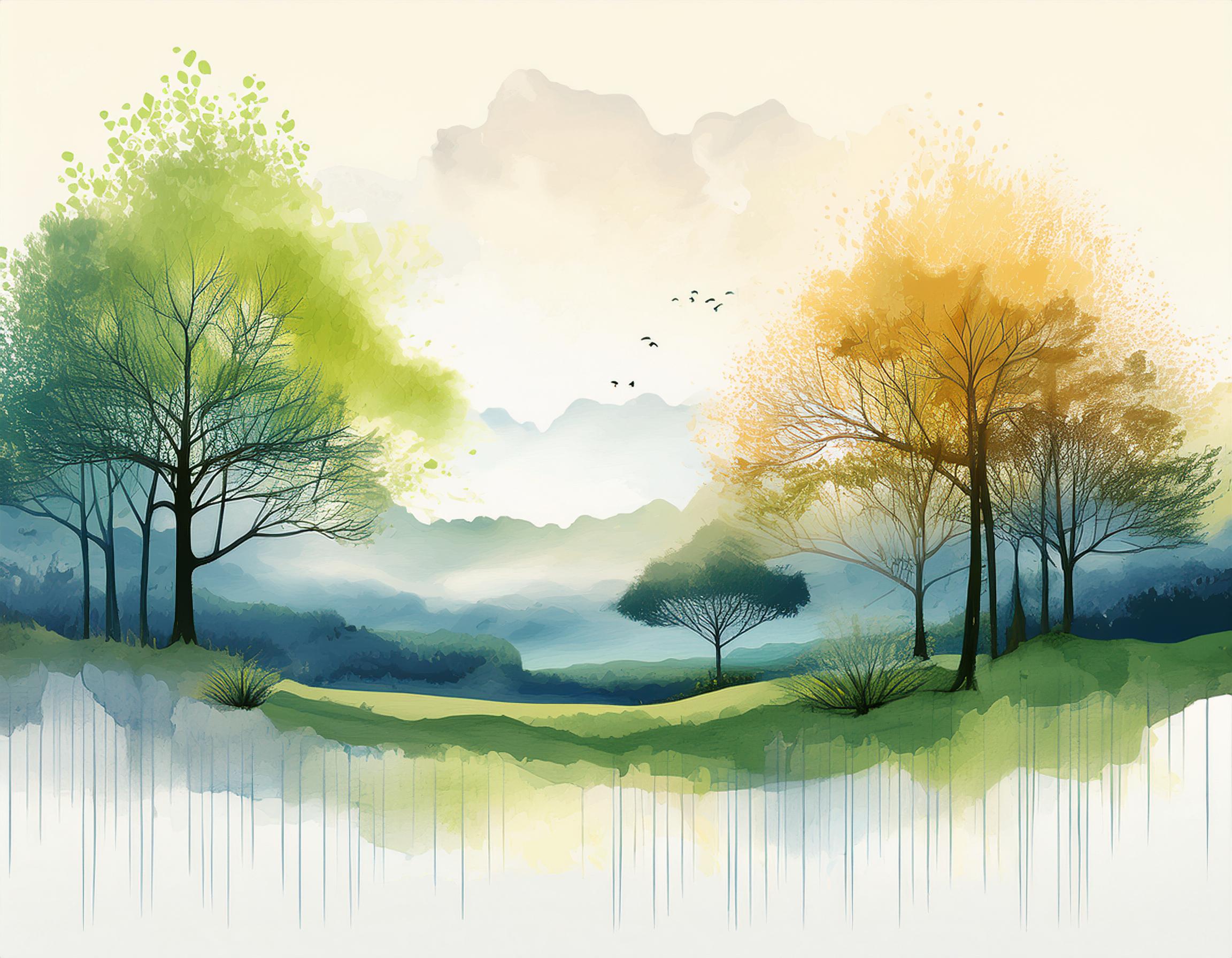 serene watercolor tree landscape 05 39