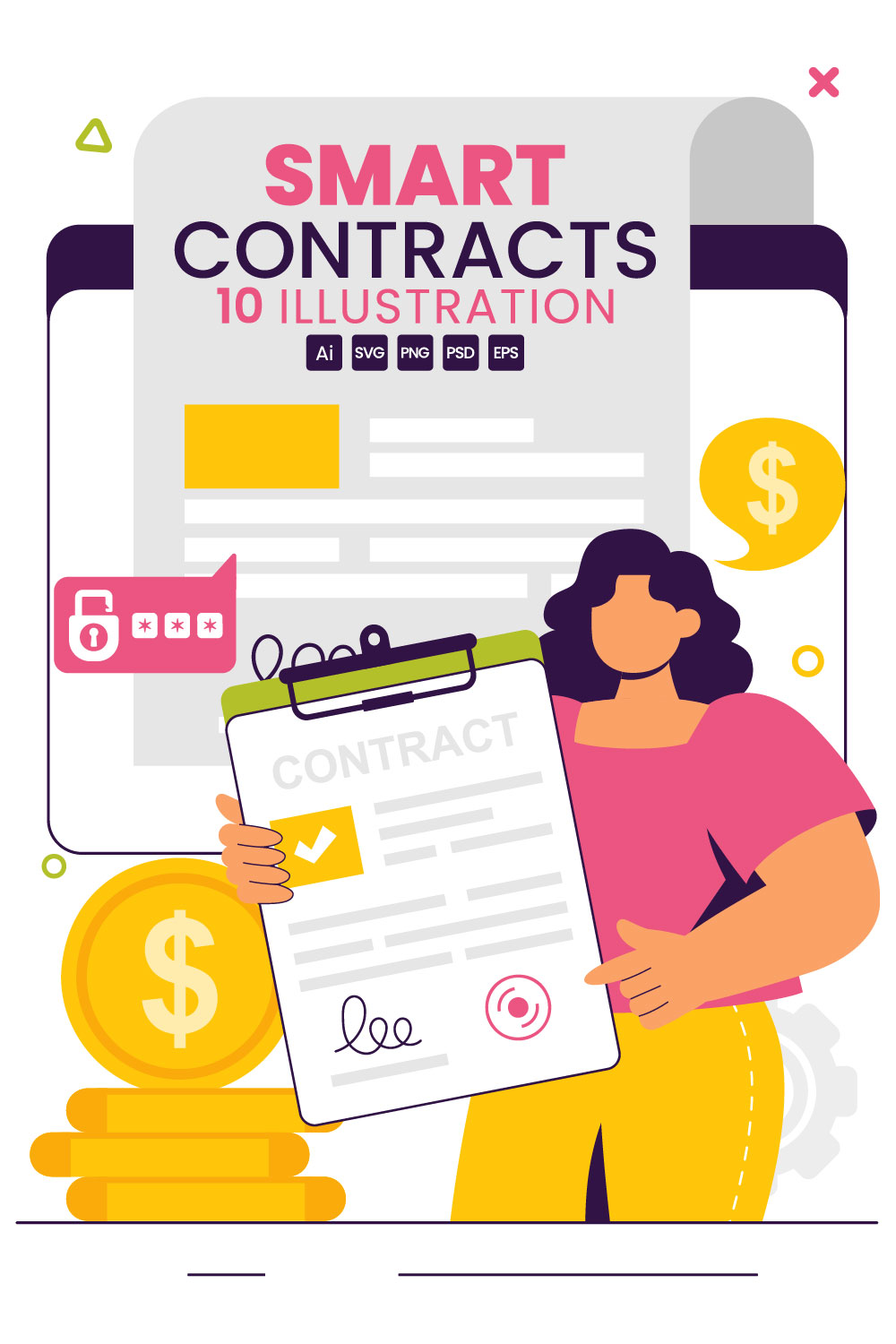 10 Digital Smart Contract Illustration pinterest preview image.