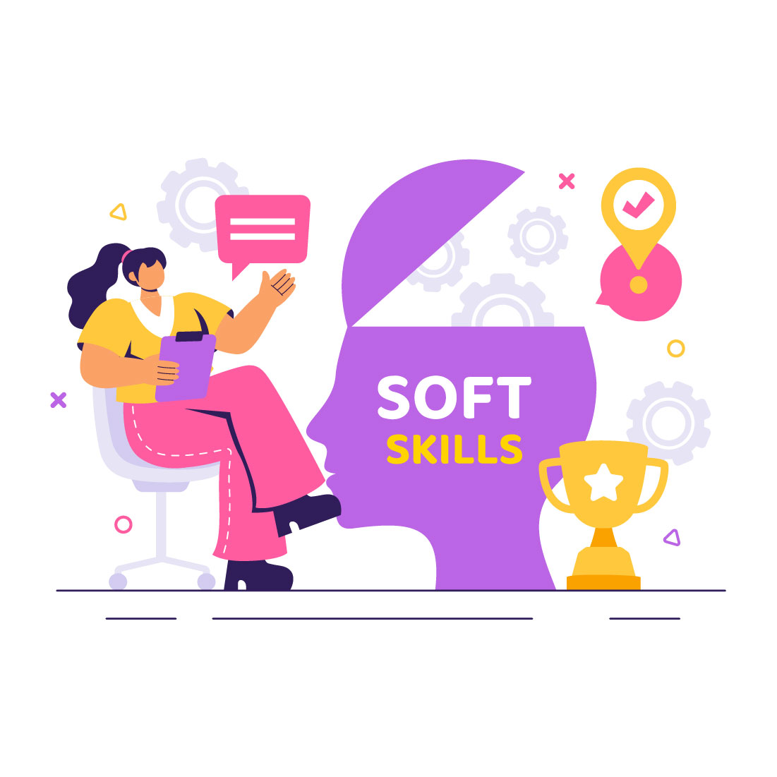 12 Workplace Soft Skills Illustration preview image.