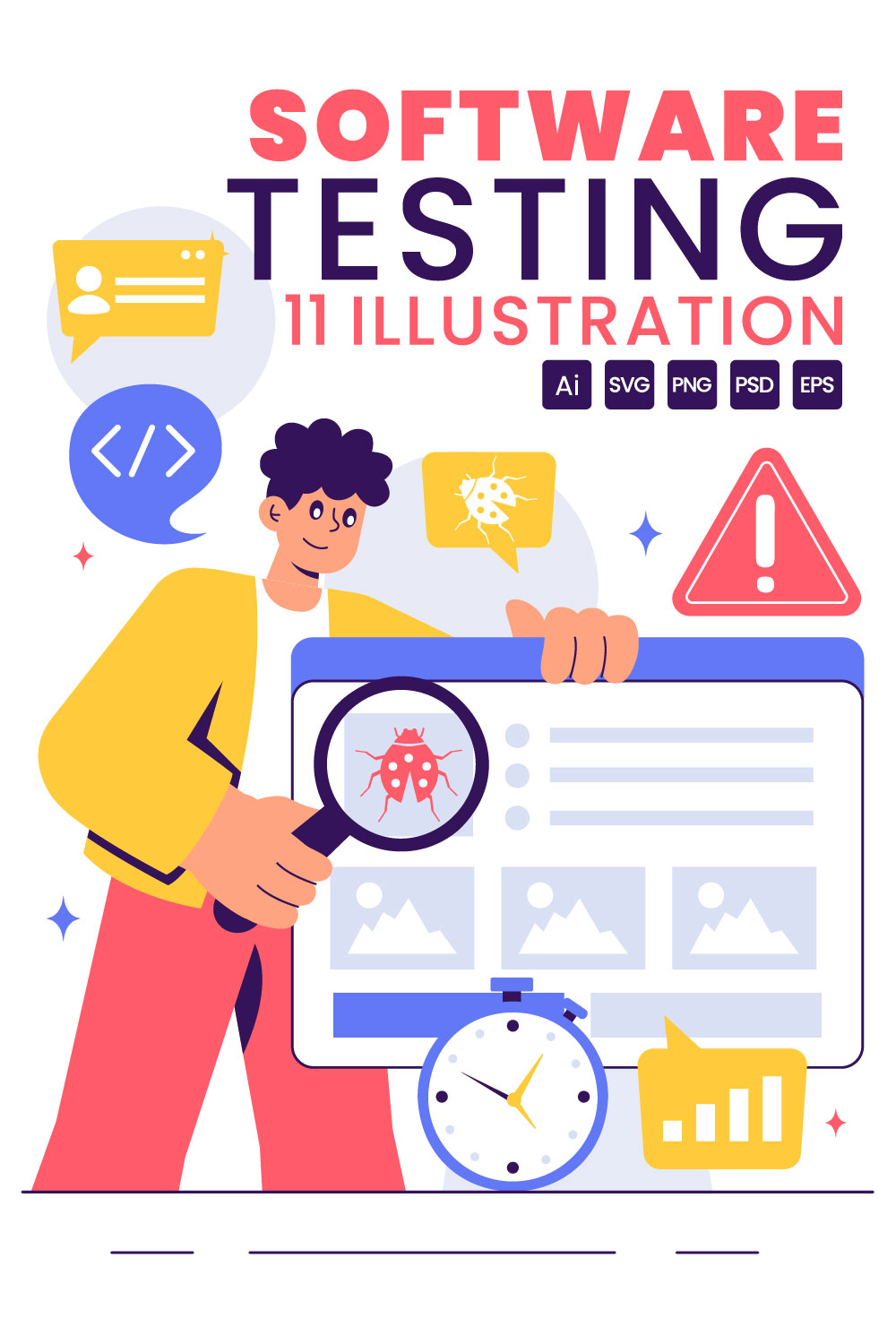 11 Software Testing and Debugging Illustration pinterest preview image.