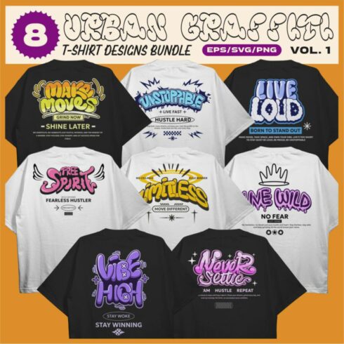 Urban Graffiti Vector T-shirt Designs Bundle cover image.