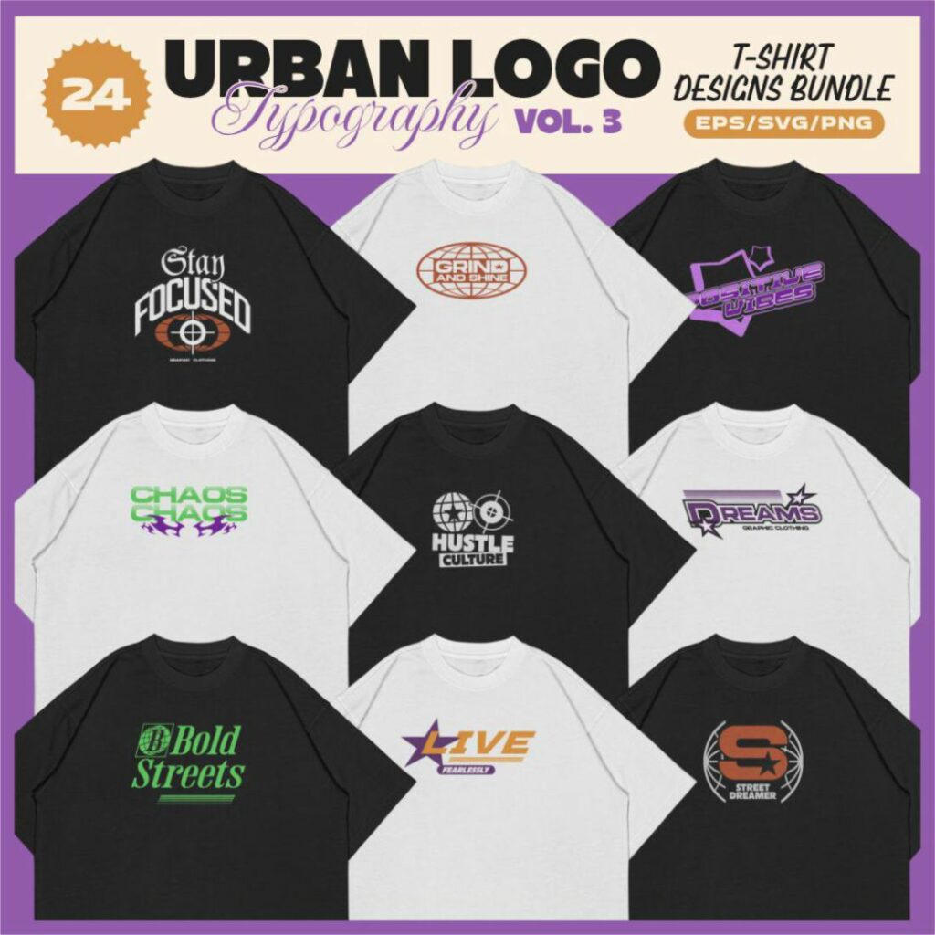 Urban Logo Typography T-shirt Designs Bundle v3 - MasterBundles