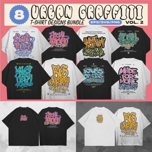 Urban Graffiti Vector T-shirt Designs Bundle v2 cover image.