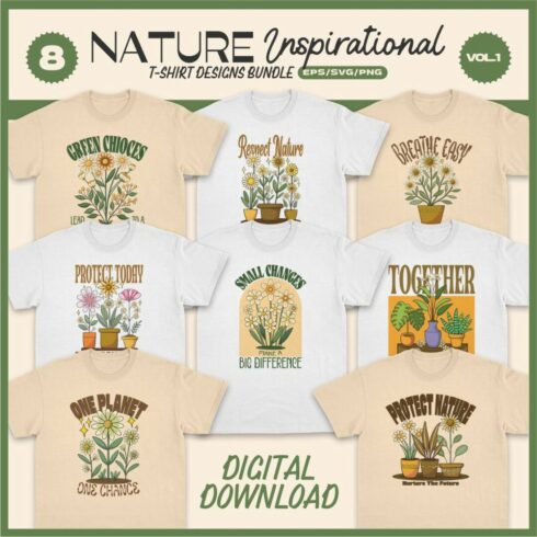 Nature Inspirational T-shirt Designs Bundle cover image.