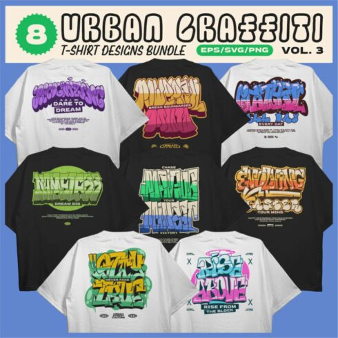 Urban Graffiti Vector T-shirt Designs Bundle v3 cover image.