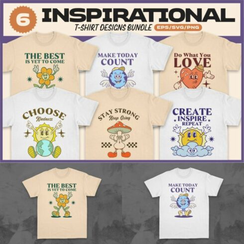 Inspirational Quotes T-shirt Designs Bundle with Groove Style cover image.