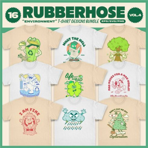 Rubberhose Environment T-shirt Designs Vector Bundle cover image.