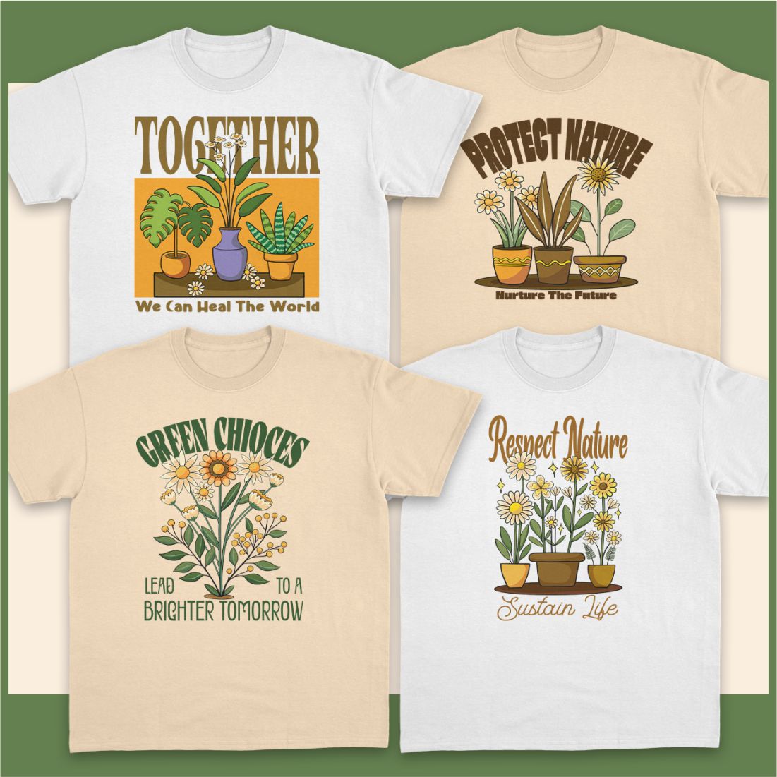 Nature Inspirational T-shirt Designs Bundle preview image.