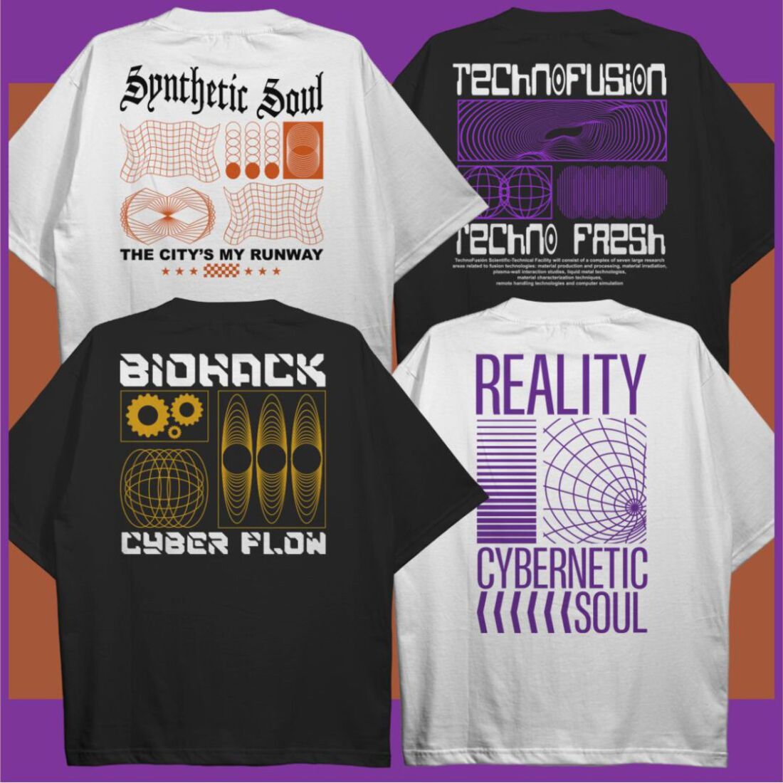 Geometric Brutalism T-shirt Designs Vector Bundle with Urban Theme preview image.