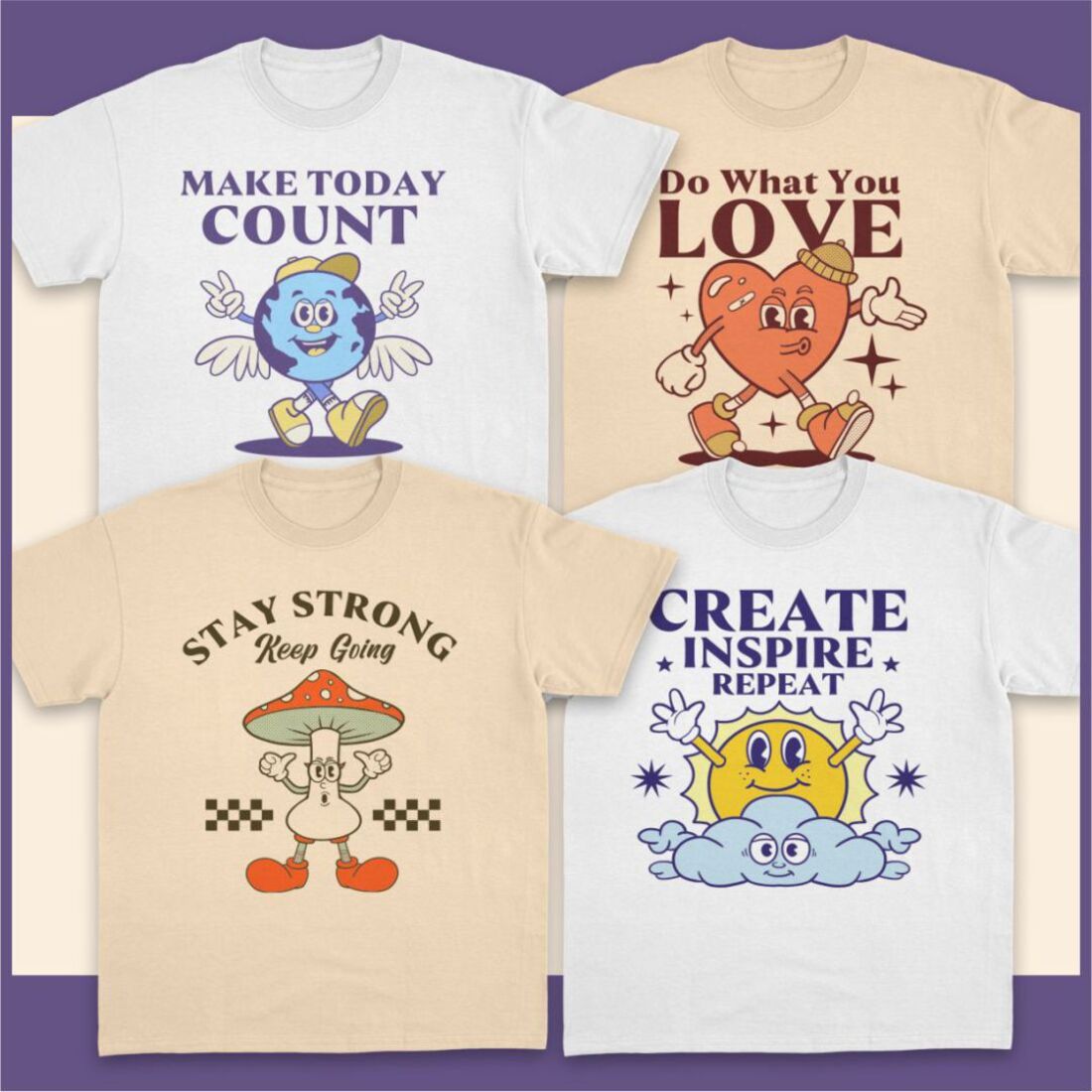 Inspirational Quotes T-shirt Designs Bundle with Groove Style preview image.