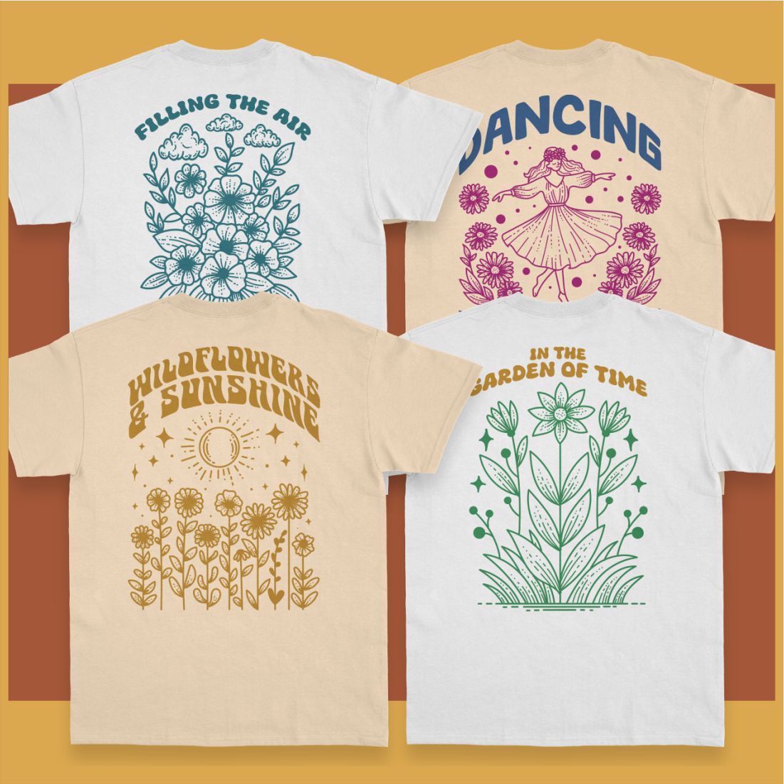 Vintage Spring T-shirt Designs Vector Bundle preview image.