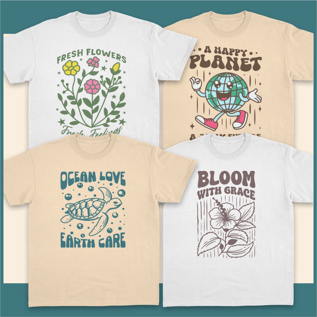 Nature Inspirational T-shirt Designs Vector Bundle preview image.