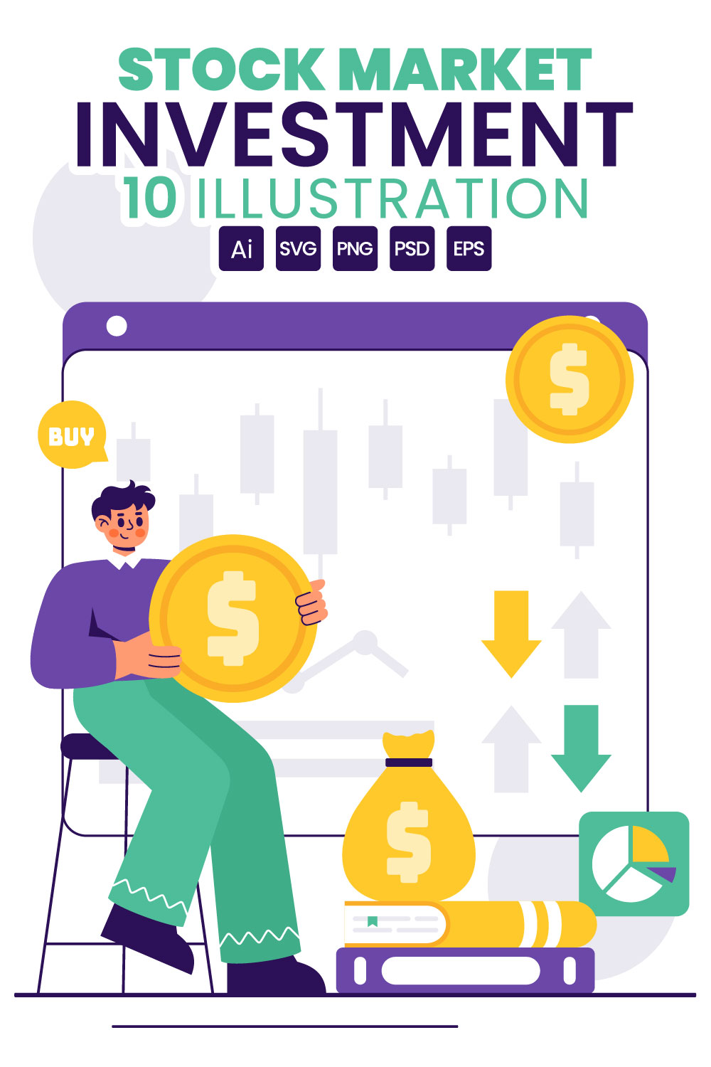 10 Stock Market Investment Illustration pinterest preview image.