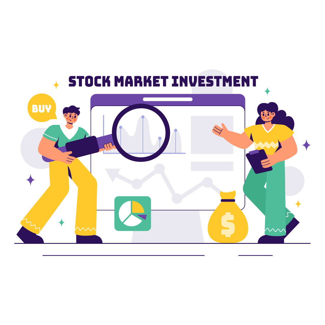 10 Stock Market Investment Illustration preview image.