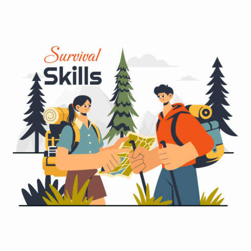 9 Survival Skills Camping Illustration cover image.