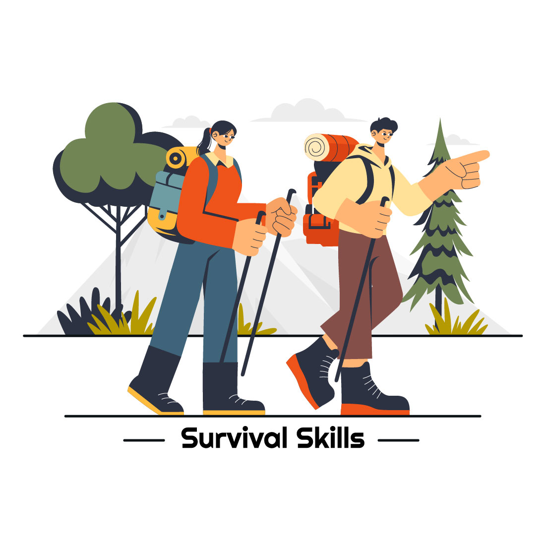 9 Survival Skills Camping Illustration preview image.