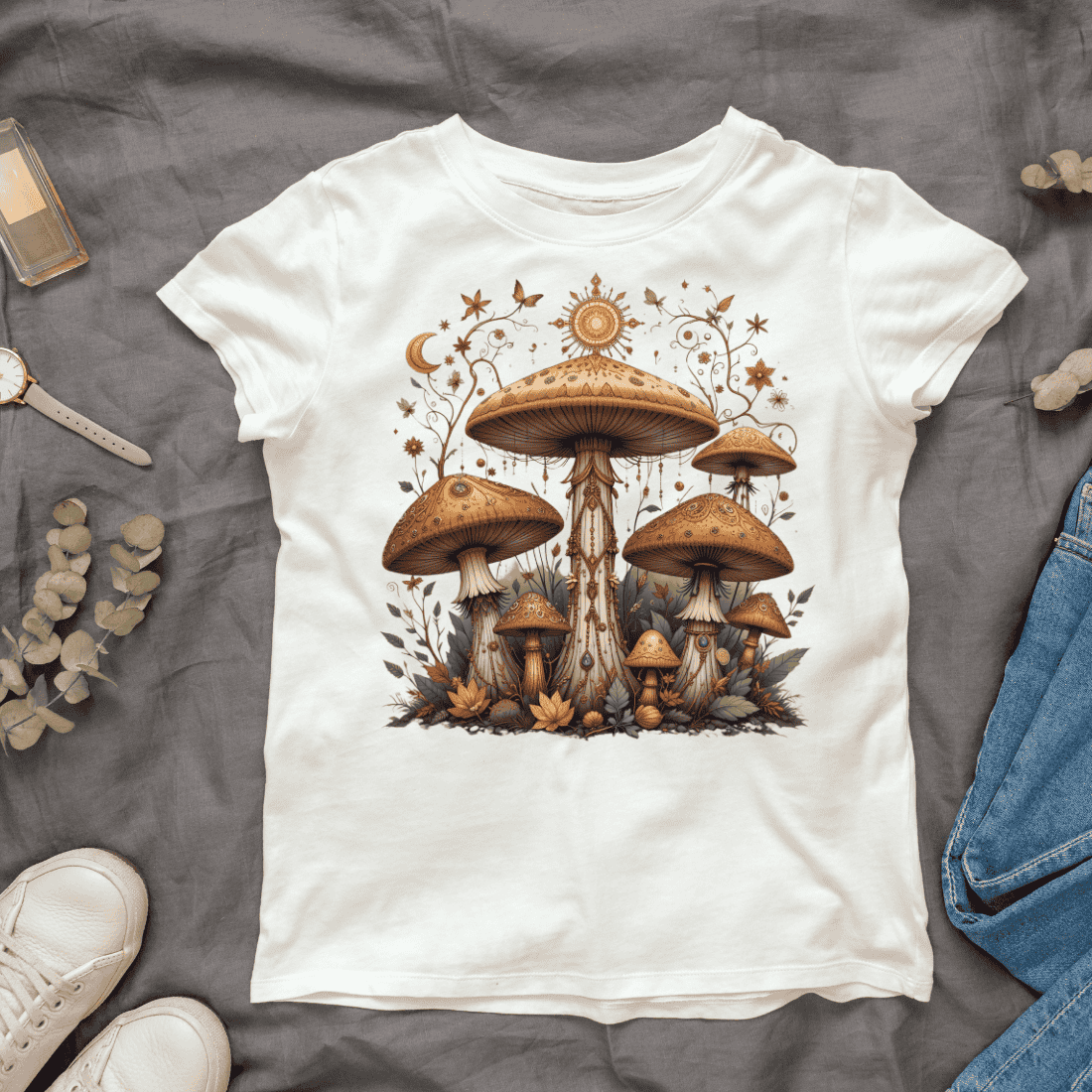 Mystical Mushroom Group T-shirt Design cover image.