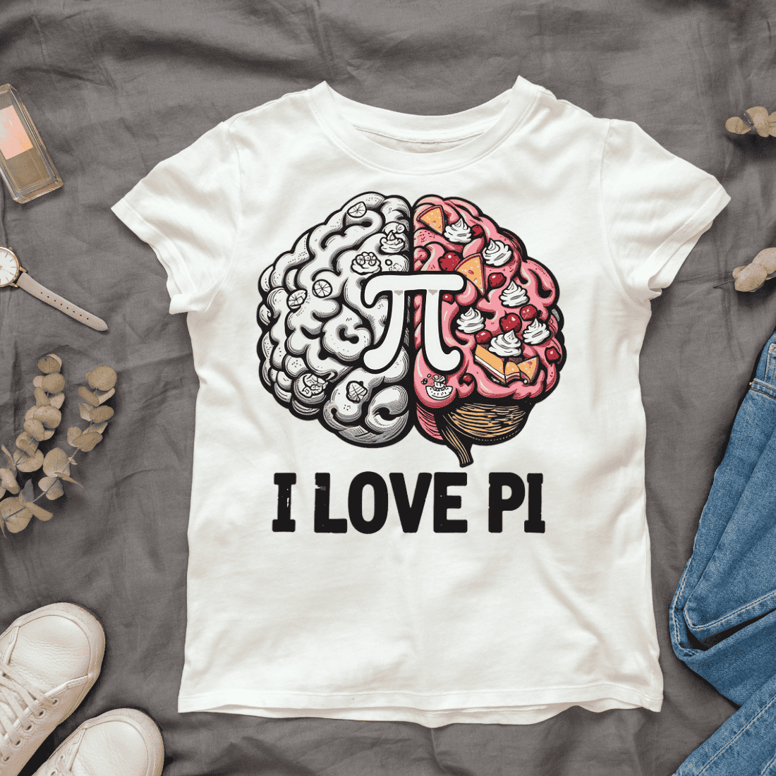 Pi Day Brain T-shirt Design cover image.