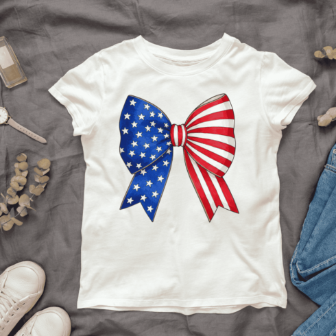 USA Flag Bow T-shirt Design cover image.