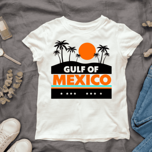 Sunset Gulf of Mexico T-shirt Design cover image.