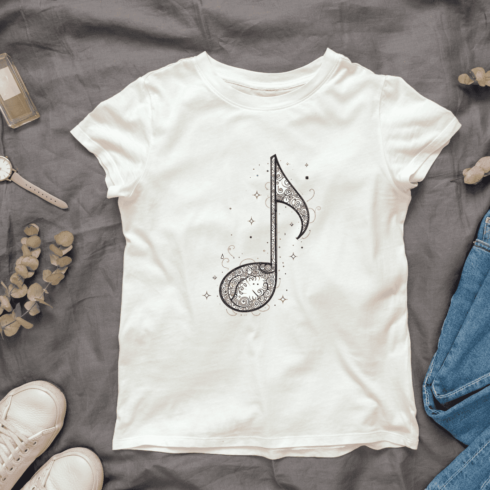 Minimalist Music Symbol T-shirt Design cover image.