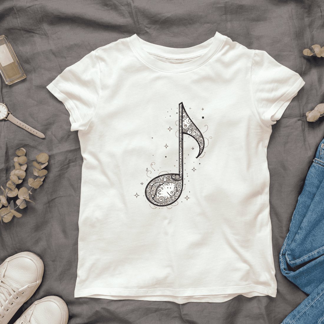 Minimalist Music Symbol T-shirt Design cover image.