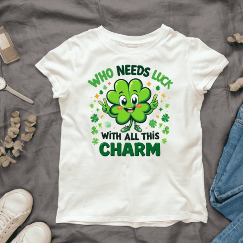 Charming Clover with Text T-shirt Design cover image.