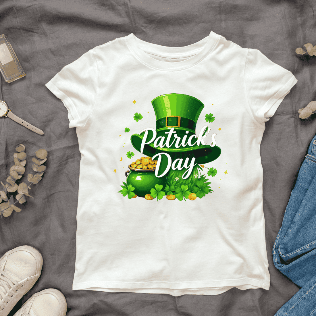 Festive St Patricks Day T-shirt Design cover image.