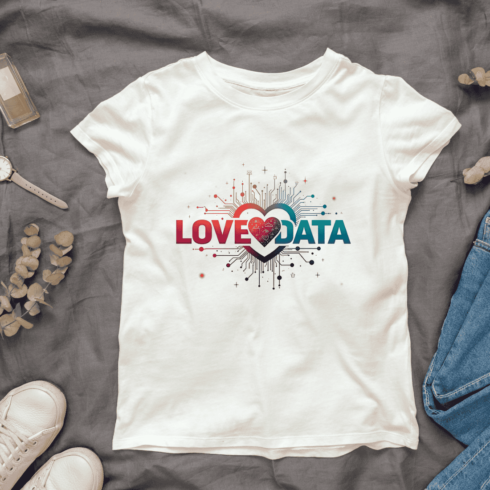 Heart and Technology With Love Data T-shirt Design Bundle cover image.