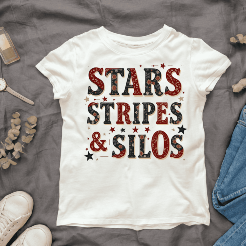 Stars, Stripes & Silos - Patriotic Typography T-shirt Design Bundle cover image.