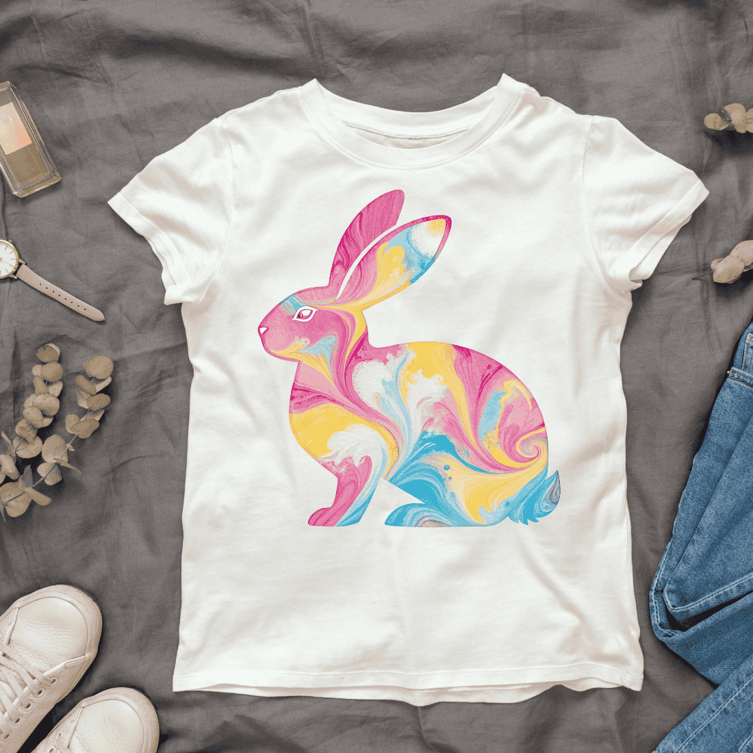 Abstract Painting Bunny T-shirt Design Bundle cover image.