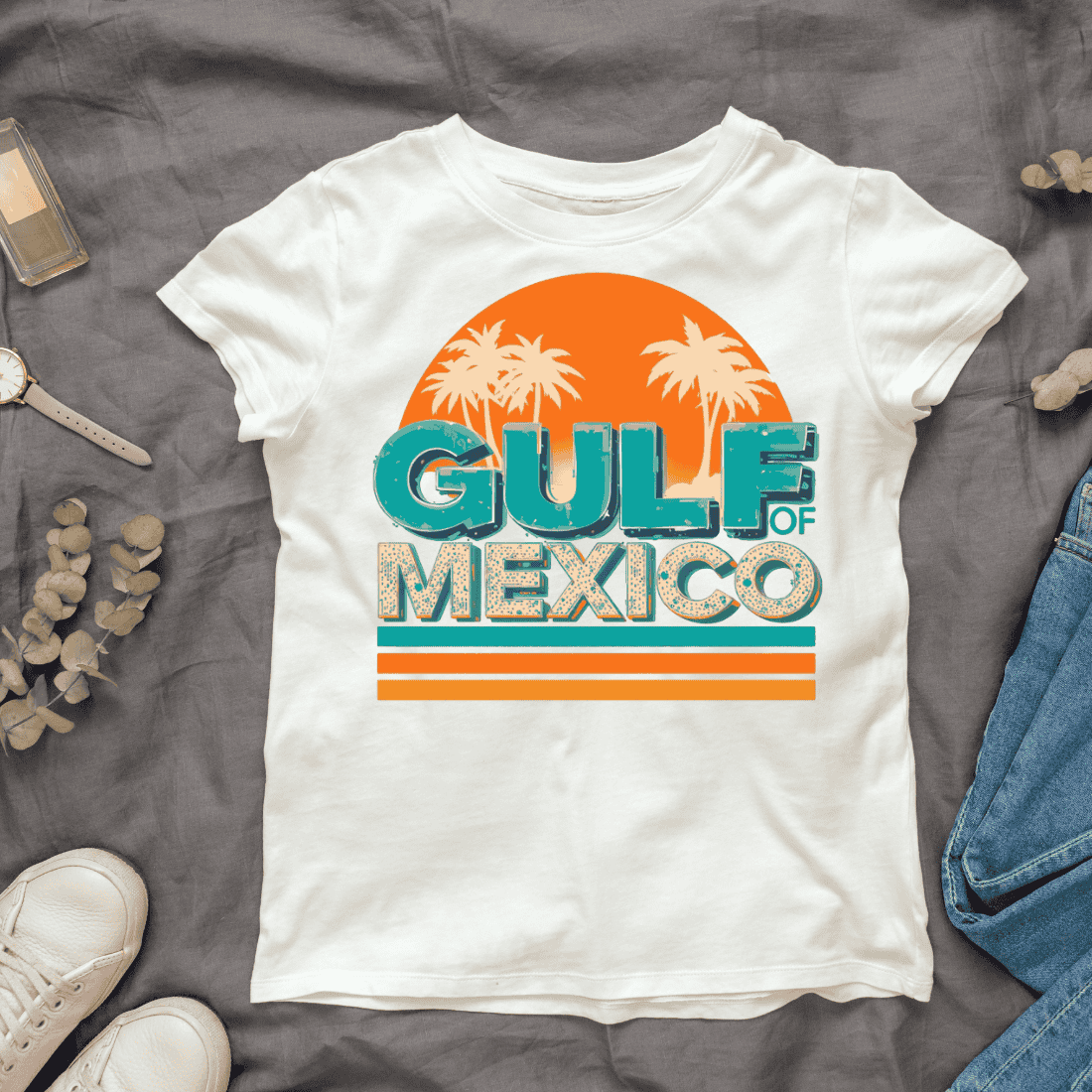 Retro Gulf Mexico T-shirt Design cover image.