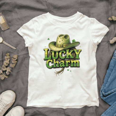 Lucky Charm Cowboy Hat T-shirt Design cover image.