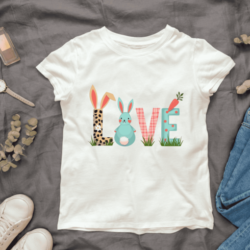 Love Letters with Bunny and Carrot T-shirt Design Bundle cover image.