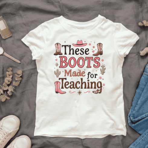 Cowboy Boots Teacher T-shirt Design cover image.