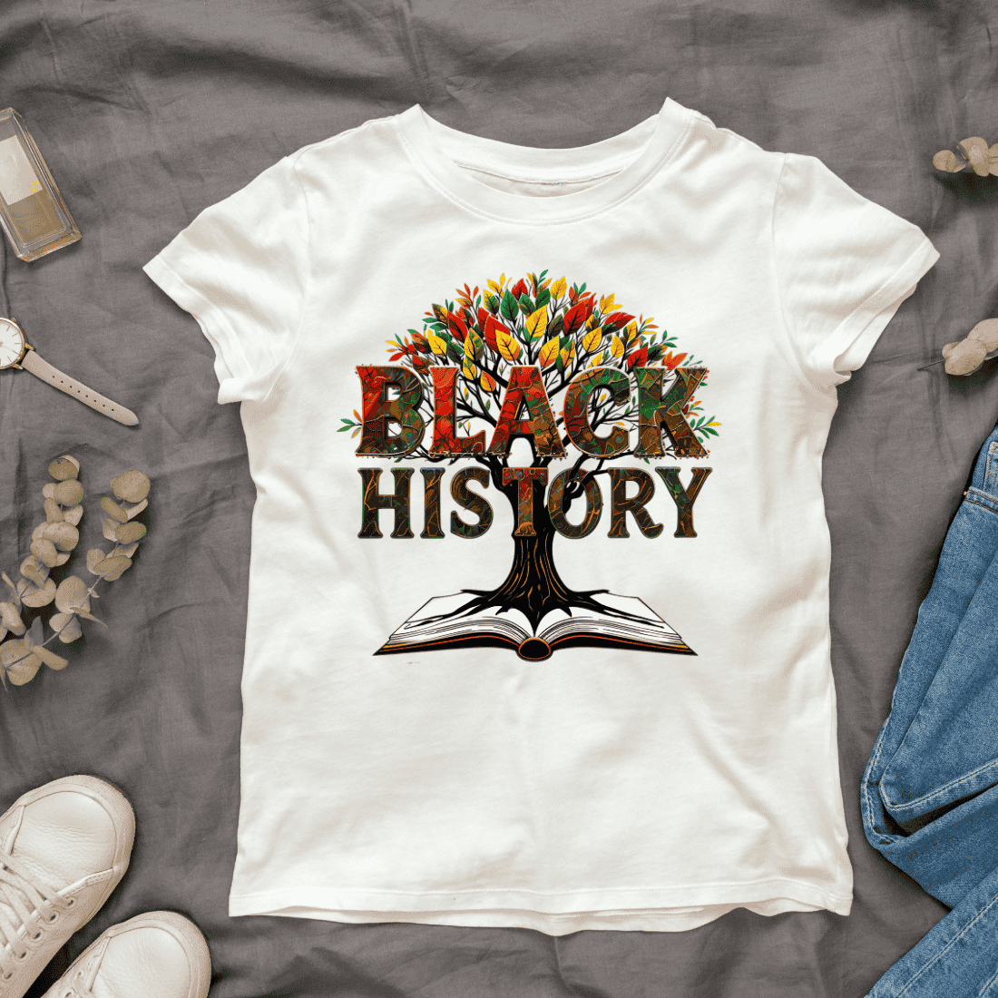 Black History Month Tree of Knowledge T-shirt Design cover image.