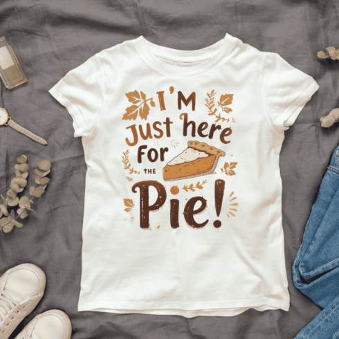 I'm Just Here For The Pie! T-shirt Design cover image.