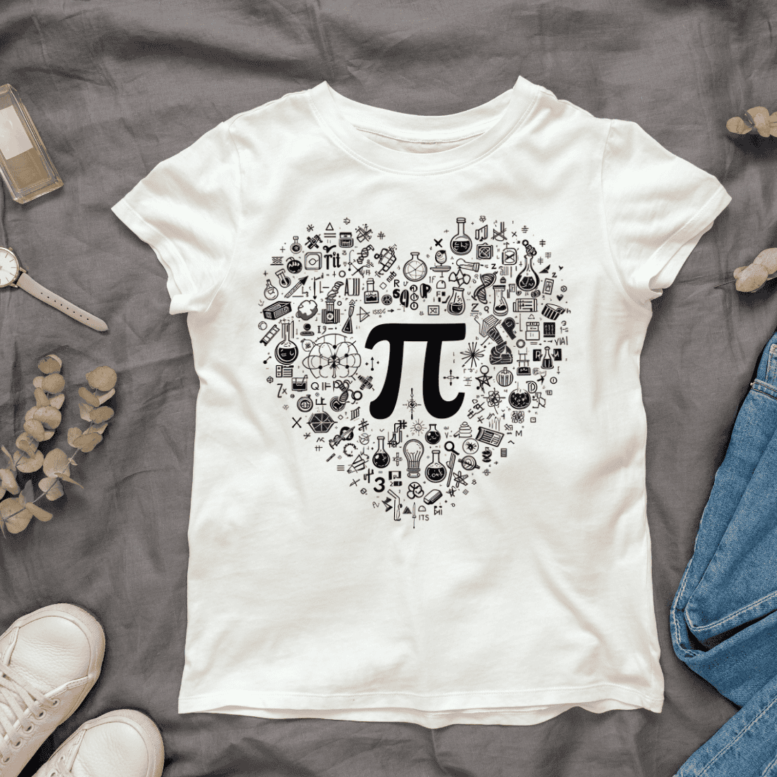 Pi Symbol in Heart of Math T-shirt Design cover image.