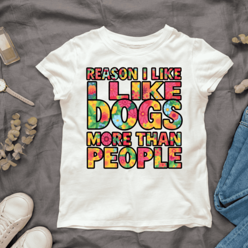 Colorful Floral Dog Quote T-shirt Design cover image.