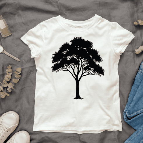 Simple Tree Silhouette T-shirt Design cover image.