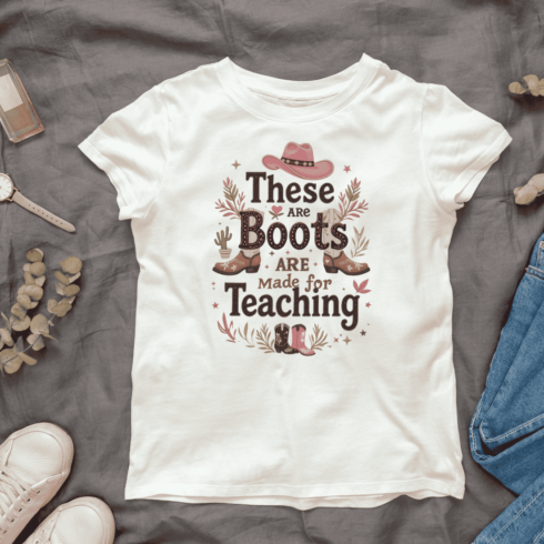 These Boots Made For Teaching T-shirt Design cover image.