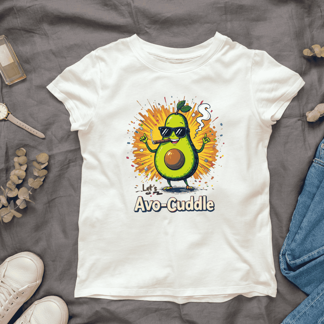 Let's Avo-Cuddle T-shirt Design cover image.