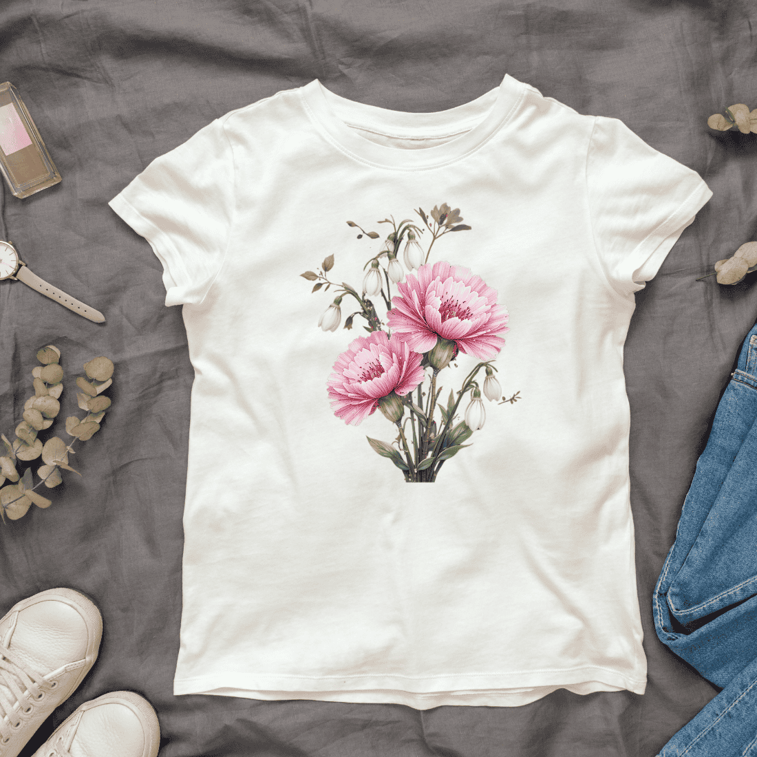 Vintage Flower T-shirt Design cover image.