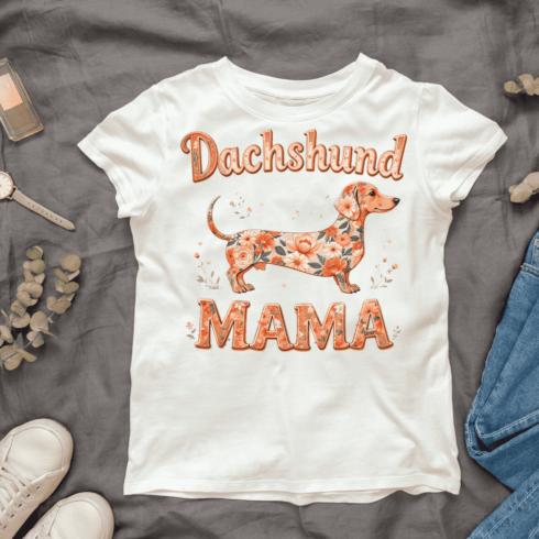 Dachshund Mama Cute Dog Lover T-shirt Design cover image.