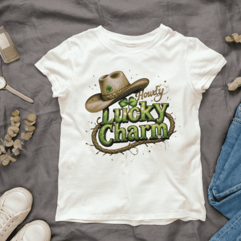 Howdy Lucky Charm Typography T-shirt Design cover image.