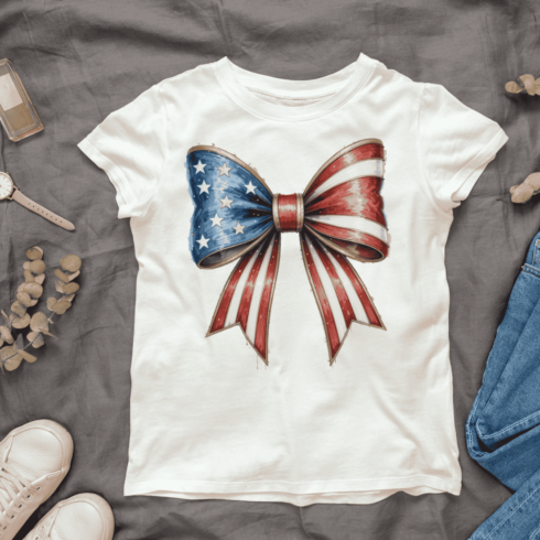 American Flag Bow T-shirt Design cover image.